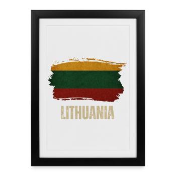 Drapeau vintage de la Lituanie, fier lituanien - Affiche encadrée (27 × 37 cm) - noir - Devant