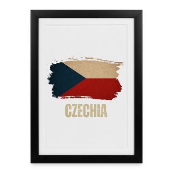 Drapeau vintage de la Tchéquie, fier tchécoslovaque - Affiche encadrée (27 × 37 cm) - noir - Devant