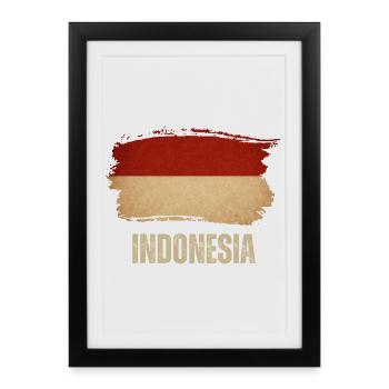 Drapeau du grunge indonésien, fier indonésien - Affiche encadrée (27 × 37 cm) - noir - Devant
