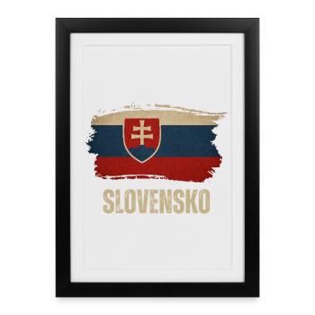 Drapeau vintage de la Slovaquie, j’adore la Slovaquie - Affiche encadrée (27 × 37 cm) - noir - Devant