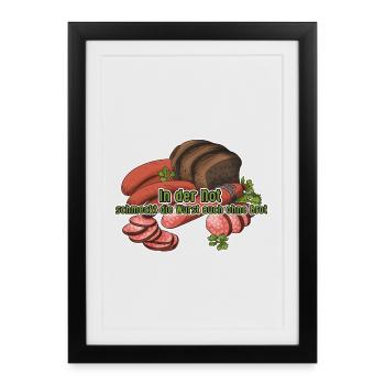 Saucisse disant sans pain. La nécessité est la mère de l’invention. - Affiche encadrée (27 × 37 cm) - noir - Devant