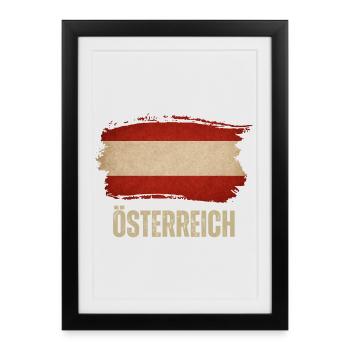 Drapeau grunge de l’Autriche, j’adore l’Autriche - Affiche encadrée (27 × 37 cm) - noir - Devant
