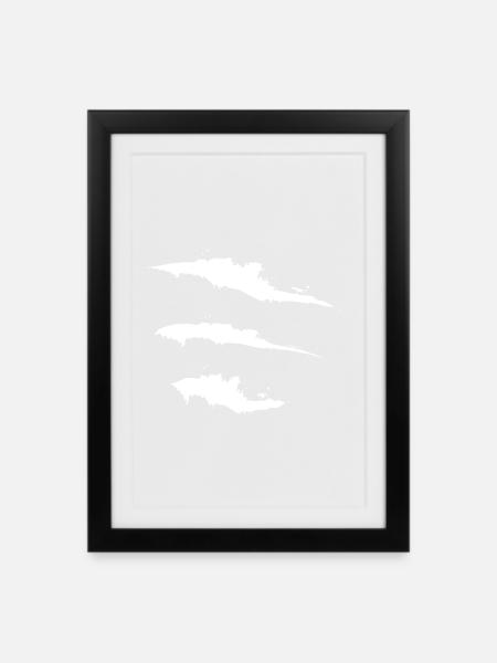 Abstraktes weißes Meer - Gerahmtes Poster (27 × 37 cm) - Schwarz
