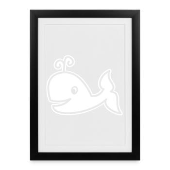 Mignon bébé baleine – Drôle de baleine pour les enfants - Affiche encadrée (27 × 37 cm) - noir - Devant