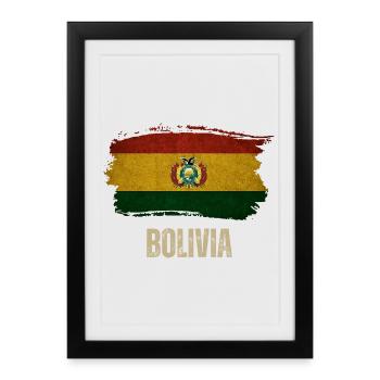 Bolivie Grunge Drapeau, Vintage Bolivie - Affiche encadrée (27 × 37 cm) - noir - Devant