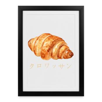 Cute Croissant Japanese Text Design - Framed poster (27 × 37 cm) - black - Front