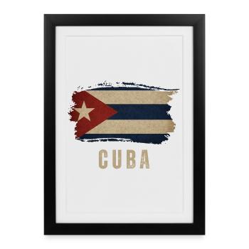 Drapeau grunge de Cuba, fier Cubain - Affiche encadrée (27 × 37 cm) - noir - Devant