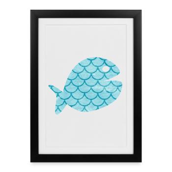 Écailles de Poisson Motif Mer Maritime Océan Hambourg - Affiche encadrée (27 × 37 cm) - noir - Devant
