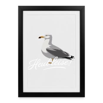 Howl softly seagull illustration funny saying - Framed poster (27 × 37 cm) - black - Front