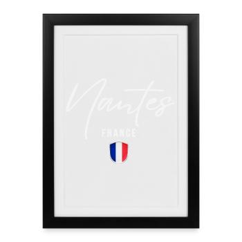 Nantes France, design élégant Nantes - Affiche encadrée (27 × 37 cm) - noir - Devant