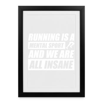 La course à pied est un sport mental amusant coureur de jogging - Affiche encadrée (27 × 37 cm) - noir - Devant