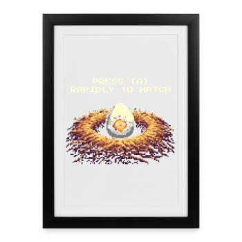 Press A to hatch | Gamer Chicken Joke - Framed poster (27 × 37 cm) - black - Front