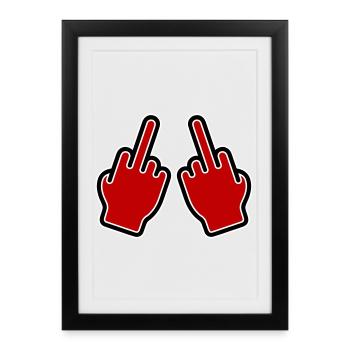 Middle Finger Sign Hand - Framed poster (27 × 37 cm) - black - Front
