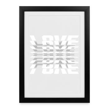 Miroir Amour Illusion Typo - Affiche encadrée (27 × 37 cm) - noir - Devant