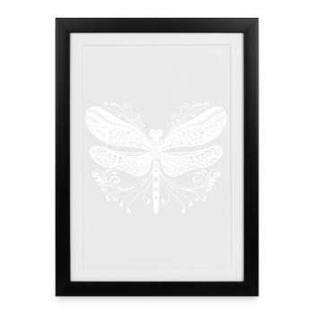 Cute Boho Dragonfly With Flourishes  - Framed poster (27 × 37 cm) - black - Front