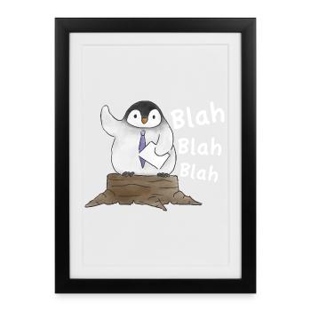 Pinguin-Rede Penguin Speech - Framed poster (27 × 37 cm) - black - Front