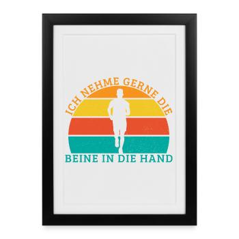 Courir aime prendre la main dans la main Coureurs - Affiche encadrée (27 × 37 cm) - noir - Devant