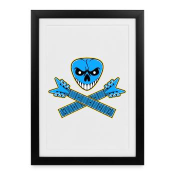 Crâne de médiator et guitares croisées - Affiche encadrée (27 × 37 cm) - noir - Devant