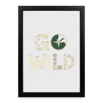 Go Wild Compass Forest Nature Camping Hiking - Framed poster (27 × 37 cm) - black - Front