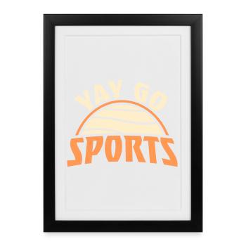 Youpi Go Sports Sarcastique Humour Anti Sports - Affiche encadrée (27 × 37 cm) - noir - Devant