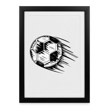 Football en vol - Affiche encadrée (27 × 37 cm) - noir - Devant