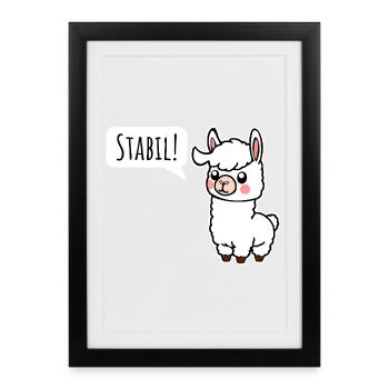 Stay stable! Just like the little llama - Framed poster (27 × 37 cm) - black - Front