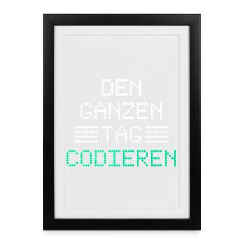 Nerd Computer CODING ALL DAY FUNNY - Framed poster (27 × 37 cm) - black - Front