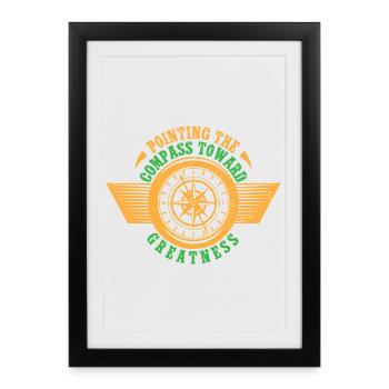 Chef des Girl Scouts pointant la boussole Scout - Affiche encadrée (27 × 37 cm) - noir - Devant