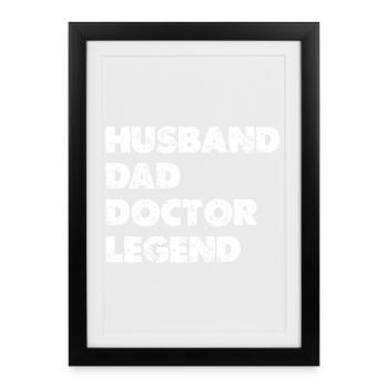 Héros Combo Mari Père Docteur - Affiche encadrée (27 × 37 cm) - noir - Devant