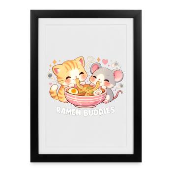 Ramen Cat - Framed poster (27 × 37 cm) - black - Front