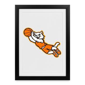 Wildcat Basketball Flying Dunk Mascot - Framed poster (27 × 37 cm) - black - Front