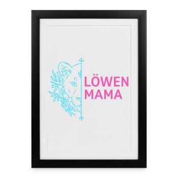 Lion Mom Proud Lioness Flowers - Framed poster (27 × 37 cm) - black - Front