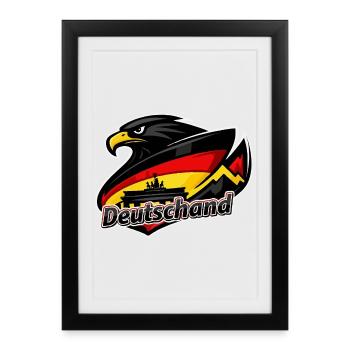 Adler with deutsche Flagge Brandenburg Gate - Framed poster (27 × 37 cm) - black - Front
