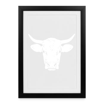 Portrait réaliste du taureau et tête de taureau - Affiche encadrée (27 × 37 cm) - noir - Devant