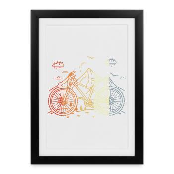 Croquis de VTT Style Vintage - Affiche encadrée (27 × 37 cm) - noir - Devant