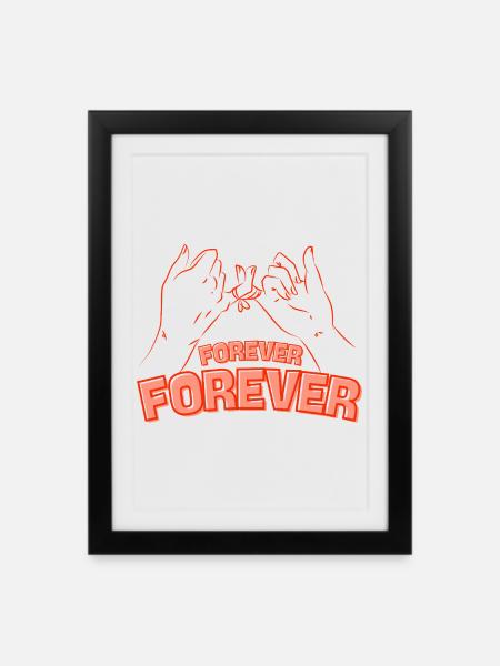 Forever Friendship – Hands Connect Hearts - Framed poster (27 × 37 cm) - black