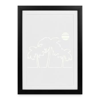 Palmiers tropicaux au coucher du soleil - Affiche encadrée (27 × 37 cm) - noir - Devant