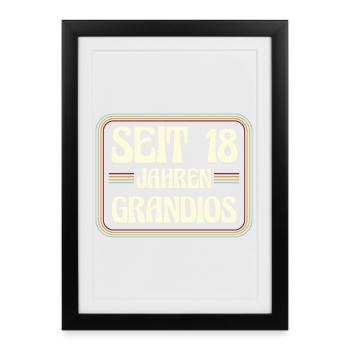 Anniversaire de 18 ans 18 ans - Affiche encadrée (27 × 37 cm) - noir - Devant