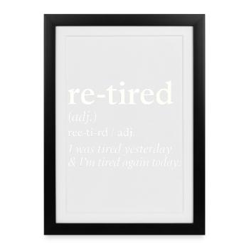 Définition de la pension de retraite Humour pour retraités Drôle - Affiche encadrée (27 × 37 cm) - noir - Devant