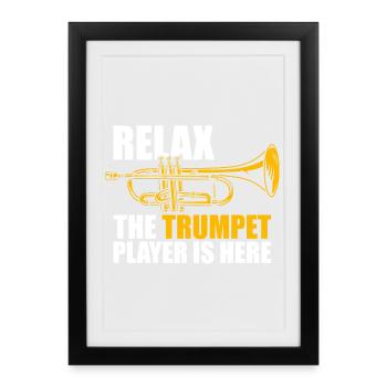 Détends le trompettiste Trompetenspieler - Affiche encadrée (27 × 37 cm) - noir - Devant