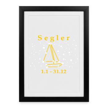 Sailing Sailor Sailboat Captain Zodiac Sign - Framed poster (27 × 37 cm) - black - Front