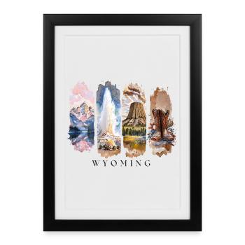 Tournée aux États-Unis dans le Wyoming – Nature, Aventure, Yellowstone - Affiche encadrée (27 × 37 cm) - noir - Devant