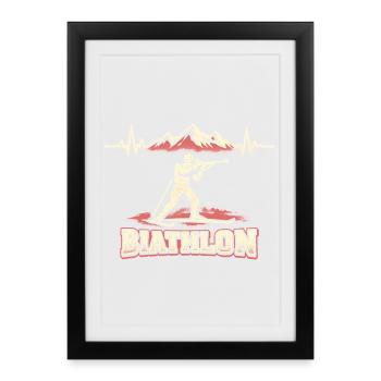 Fan de sports d’hiver pour le battement de cœur de biathlon - Affiche encadrée (27 × 37 cm) - noir - Devant