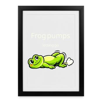 Grenouille pompe Lâche prise Drôle de grenouille qui dit - Affiche encadrée (27 × 37 cm) - noir - Devant
