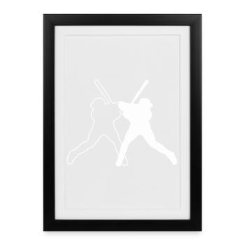 Logo du ballon de baseball - Affiche encadrée (27 × 37 cm) - noir - Devant