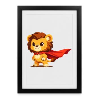 Miniheld Löwe – Kleiner Superlöwe - Affiche encadrée (27 × 37 cm) - noir - Devant