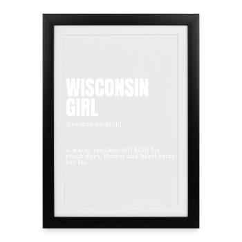 Motif de faute de frappe de la fille du Wisconsin - Affiche encadrée (27 × 37 cm) - noir - Devant