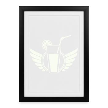 Cocktail d’ailes avec tranche de citron - Affiche encadrée (27 × 37 cm) - noir - Devant