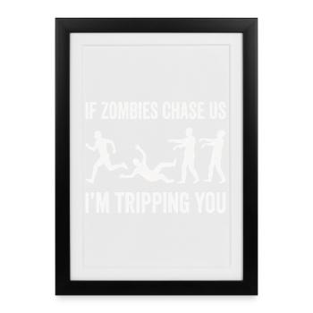 Zombie Humor Shirt for Horror Fans - Framed poster (27 × 37 cm) - black - Front