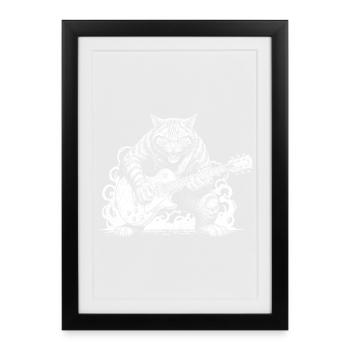 Cat Playing Electric Guitar Rock Music - Framed poster (27 × 37 cm) - black - Front